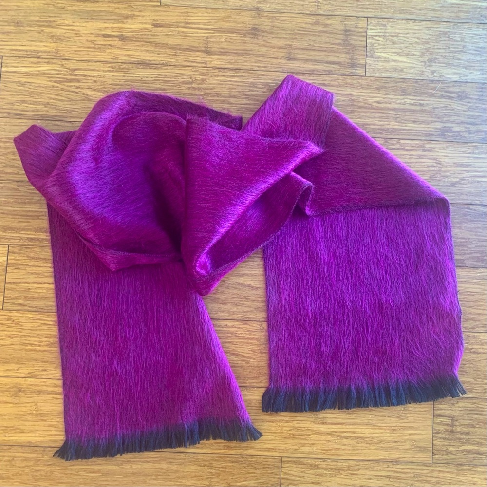 Purple brushed alpaca scarf, handmade NWT